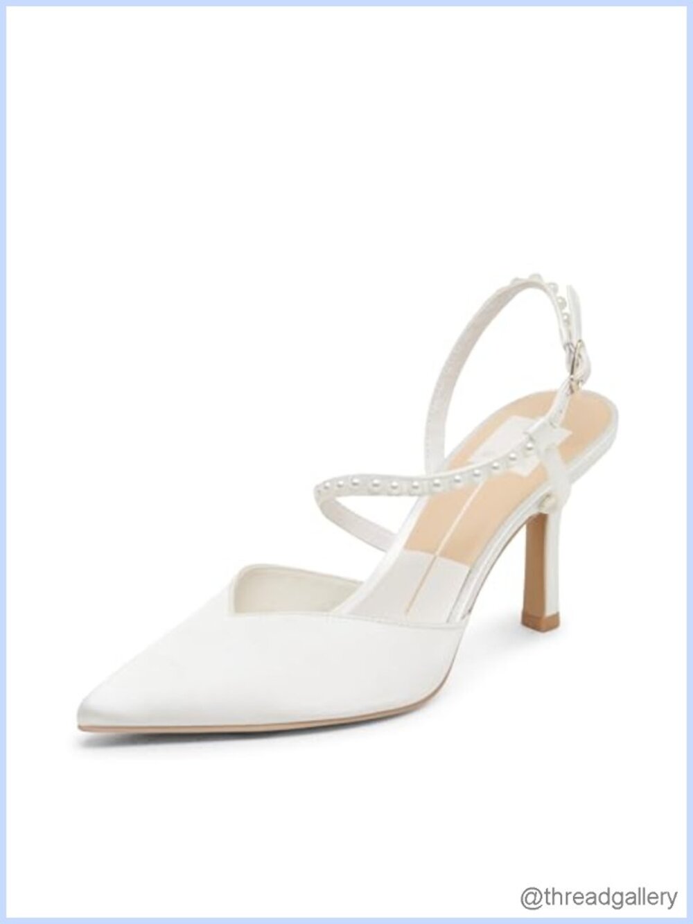 Pearl Embellished Slingback Stiletto Pump Pointed Toe